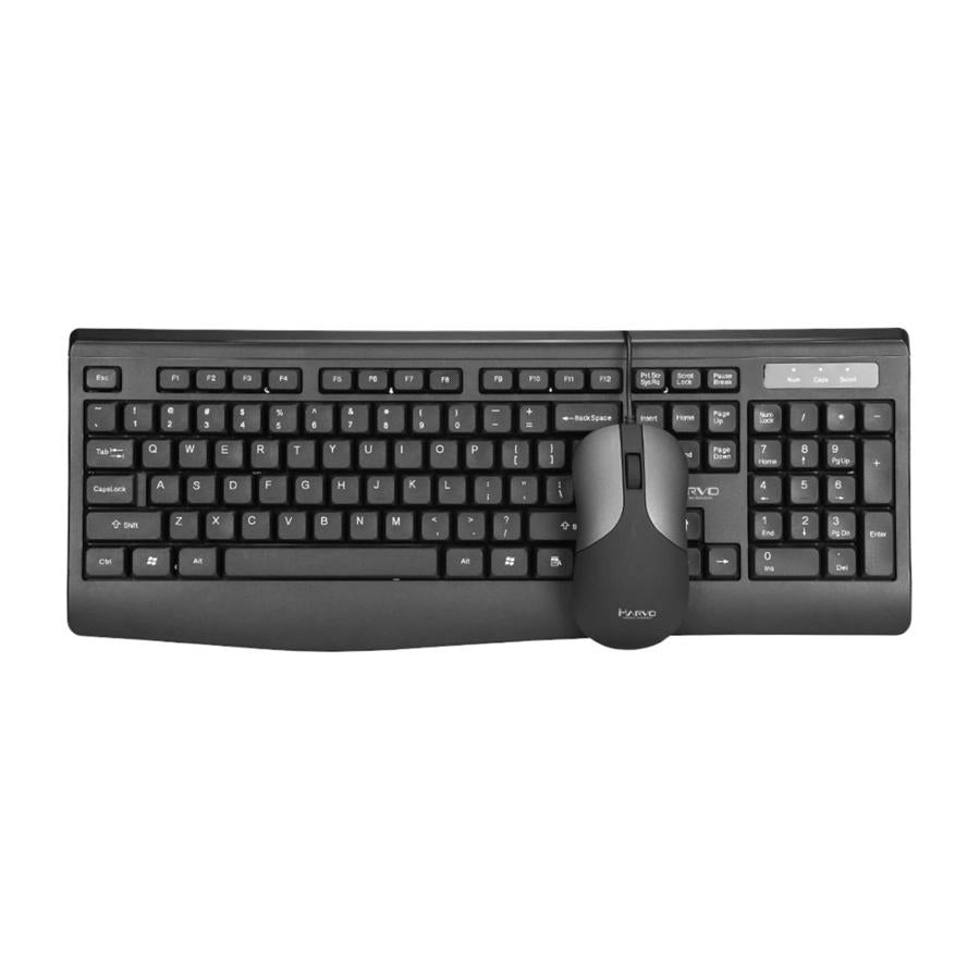 Marvo Office - Ensemble Clavier et Souris Filaire USB 2.0, 104 Touches, Langue Anglais, 1200 DPI, Noir - Simple Boutique