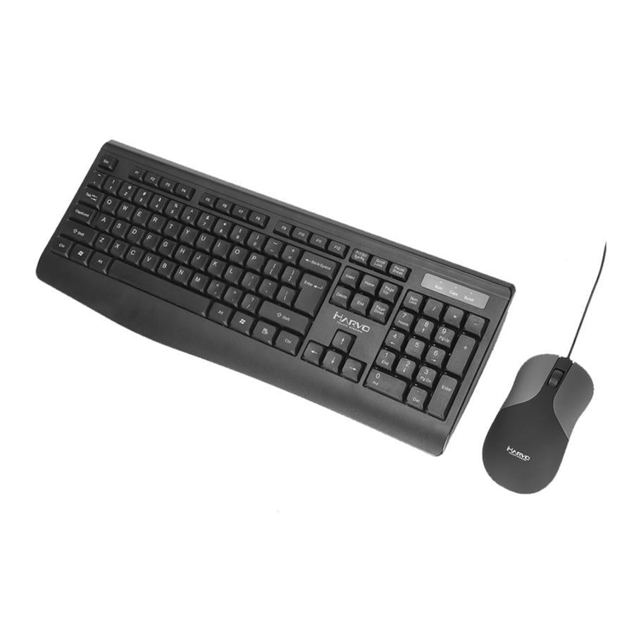 Marvo Office - Ensemble Clavier et Souris Filaire USB 2.0, 104 Touches, Langue Anglais, 1200 DPI, Noir - Simple Boutique