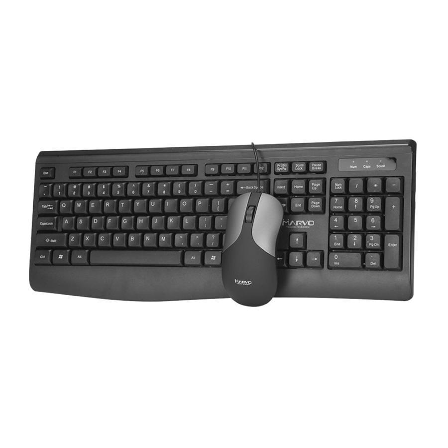 Marvo Office - Ensemble Clavier et Souris Filaire USB 2.0, 104 Touches, Langue Anglais, 1200 DPI, Noir - Simple Boutique