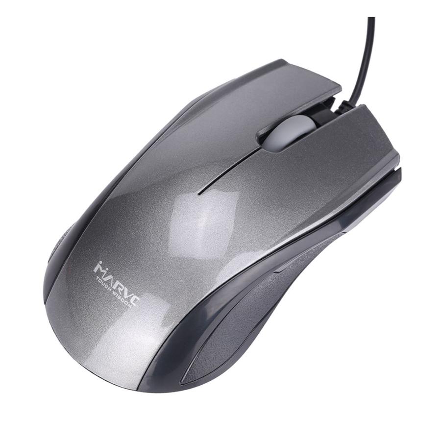 Marvo Office - Souris Optique Filaire avec 3 Boutons, DPI: 1200, Gris - Simple Boutique
