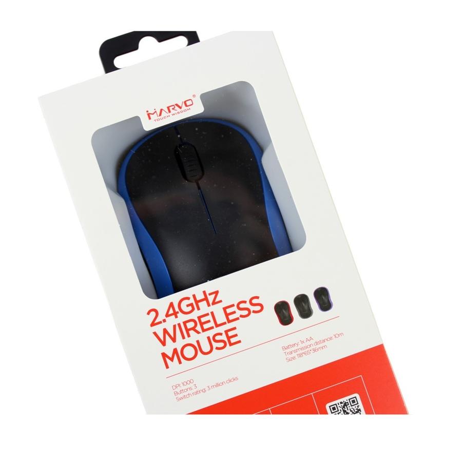 Marvo Office - Souris Optique Sans-Fil avec 3 Boutons, DPI: 800/1200/1600, Bleu - Simple Boutique