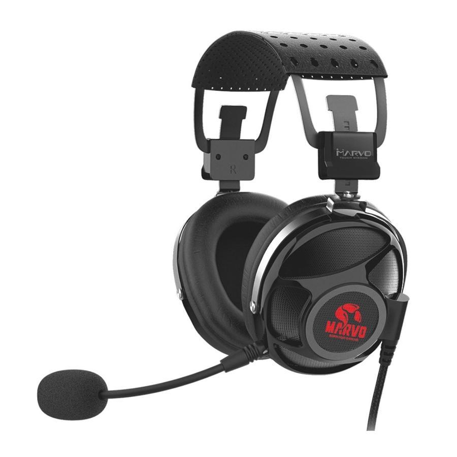 Marvo Pro - Casque de Jeu Filaire avec Son Surround Virtuel 7.1 et Rétro-Éclairage Rouge - Simple Boutique