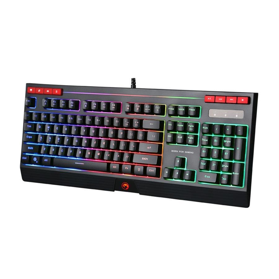 Marvo Pro - Clavier de Jeu Filaire à Membrane avec 112 Touches et Rétro-Éclairage, Noir - Simple Boutique