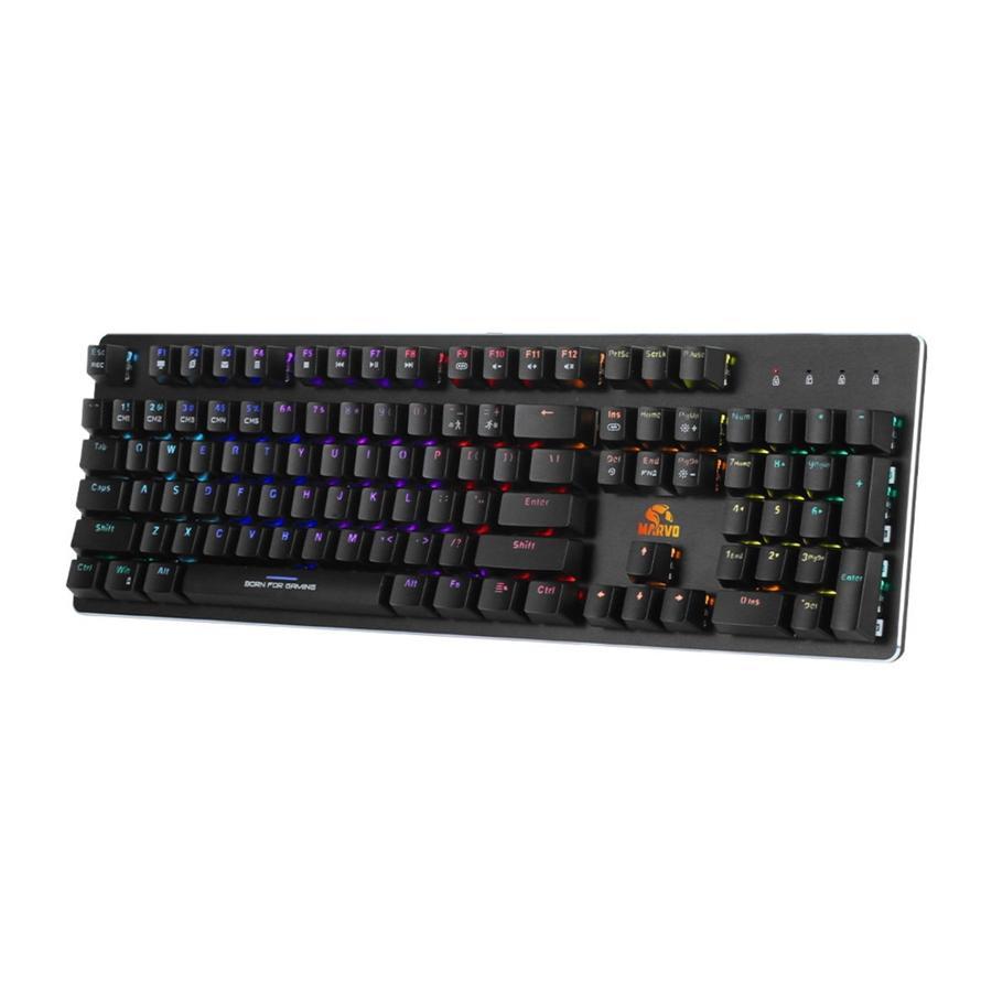 Marvo Pro - Clavier de Jeu Mécanique Filaire avec Rétro-Éclairage RGB, Noir - Simple Boutique