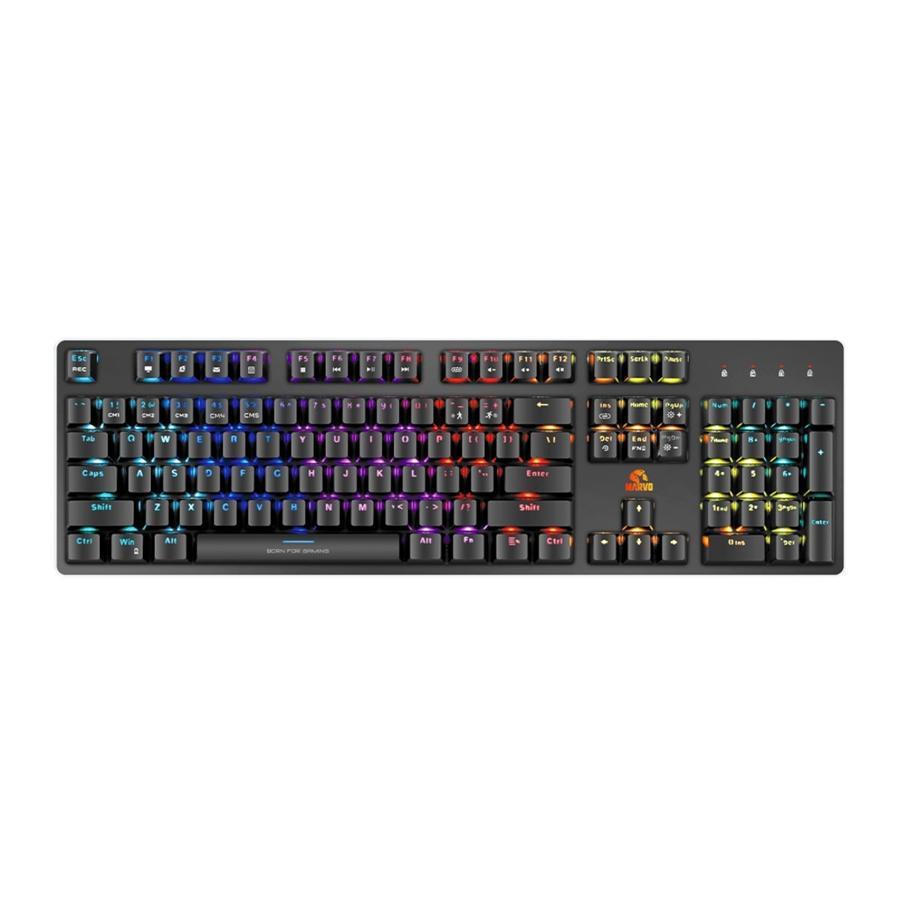 Marvo Pro - Clavier de Jeu Mécanique Filaire avec Rétro-Éclairage RGB, Noir - Simple Boutique