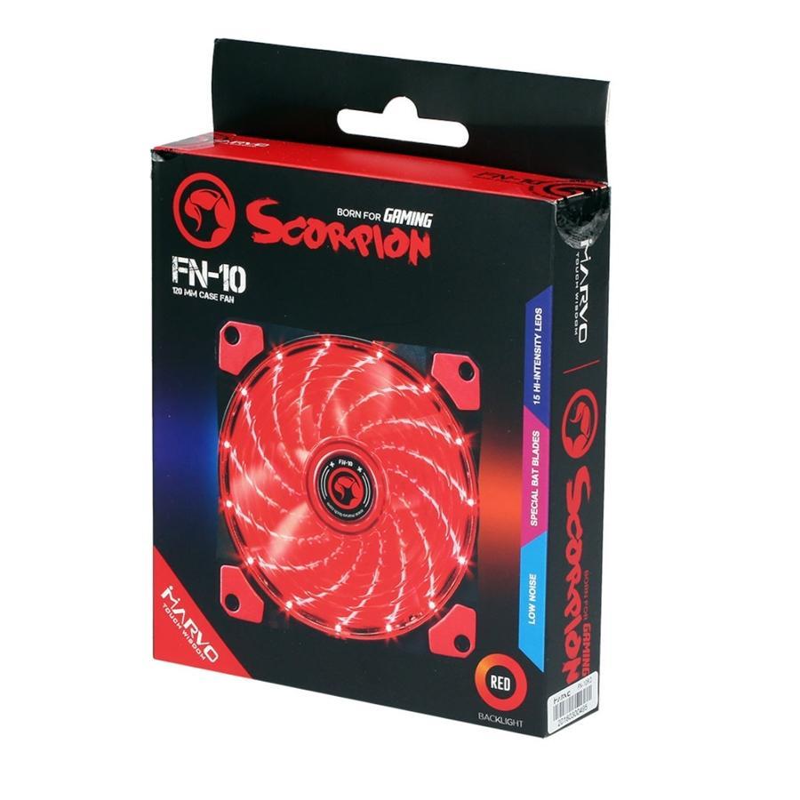 Marvo Pro - Ventilateur pour Ordinateur de Bureau, 120mm, 9 Lames et 15 LED, Rouge - Simple Boutique