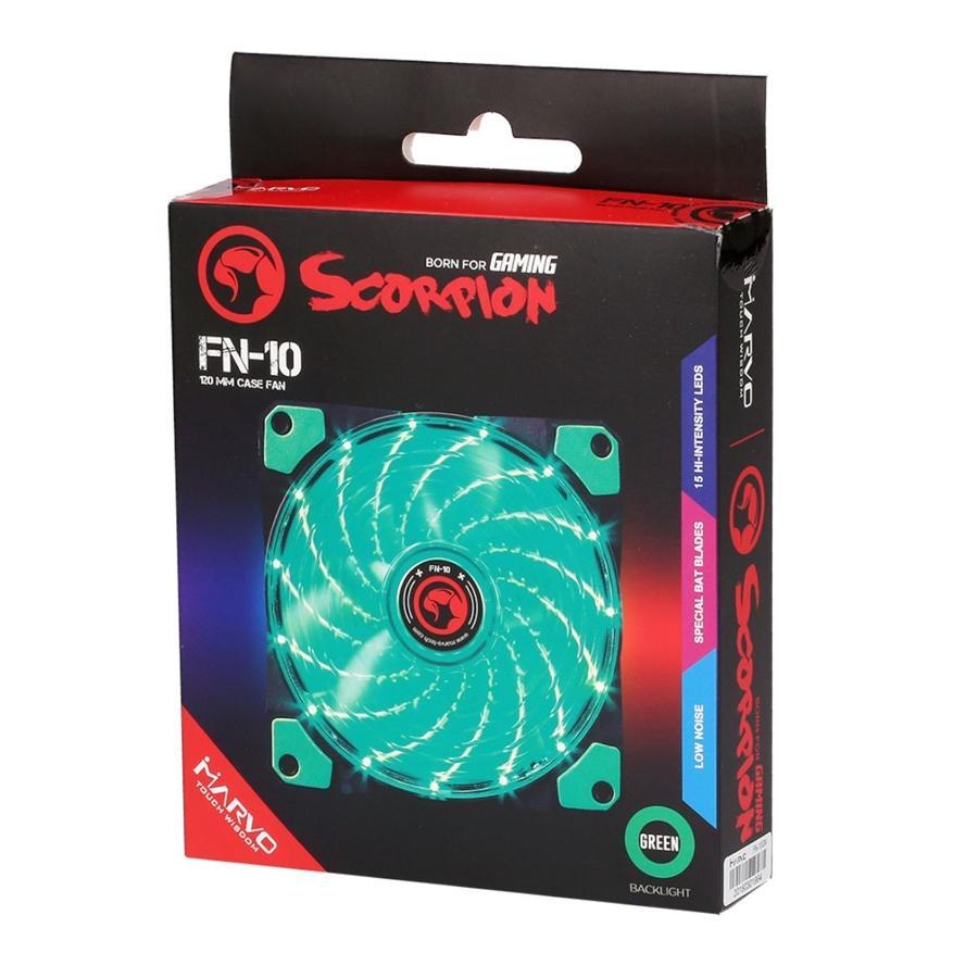 Marvo Pro - Ventilateur pour Ordinateur de Bureau, 120mm, 9 Lames et 15 LED, Vert - Simple Boutique