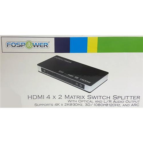 Matrix HDMI 4 Entrées À 2 Sorties Avec Sorties Audio Analogue Et Digitale Et Télécommande Compatible 4K