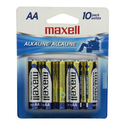 Maxell - Batteries Alcalines AA, Paquet de 10