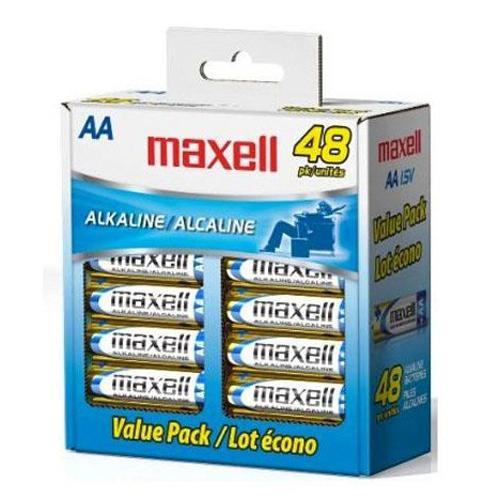 Maxell - Batteries Alcalines AA, Paquet de 48