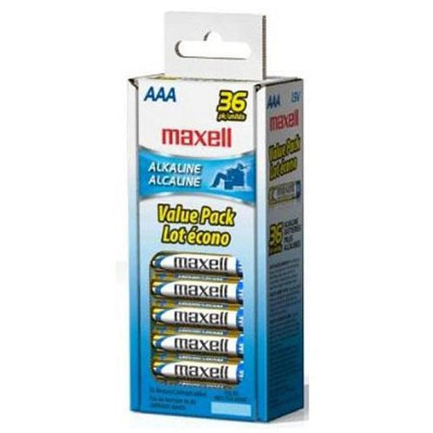 Maxell - Batteries Alcalines AAA, Paquet de 36