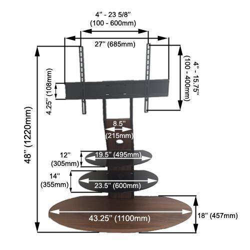 Meuble Pour Téléviseur Verre & Bois avec 3 Tablettes & Support Pivotant Pour TV 32" à 55" - Simple Boutique