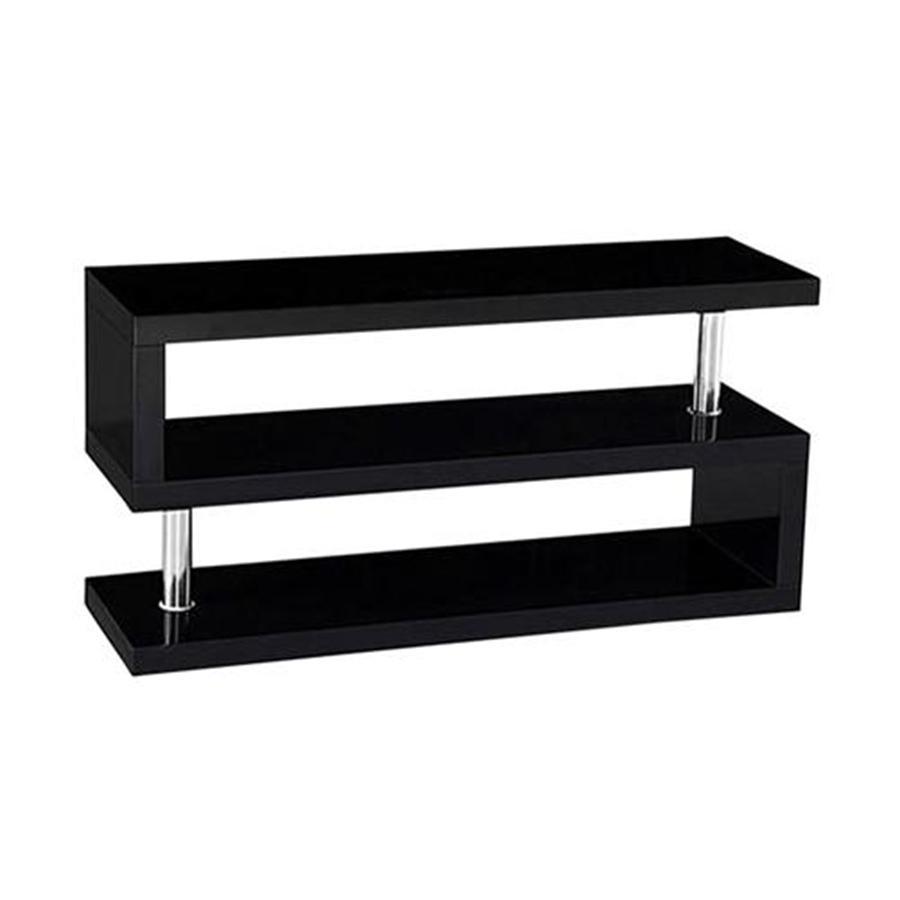 Meuble TV Noir A 3 Tablettes Avec Chrome - Simple Boutique