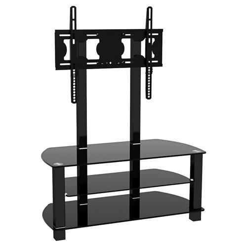 Meuble de Télé 3 tablettes de verre trempé NOIR jusqu'à 65" - Simple Boutique