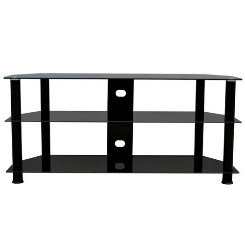 Meuble de Télé 3 tablettes de verres trempés noir TV jusqu'à 60" - Simple Boutique