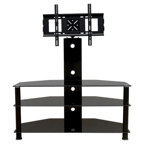 Meuble de Télé pivotant et 3 tablettes verre NOIR Jusqu'à 55" S - Simple Boutique