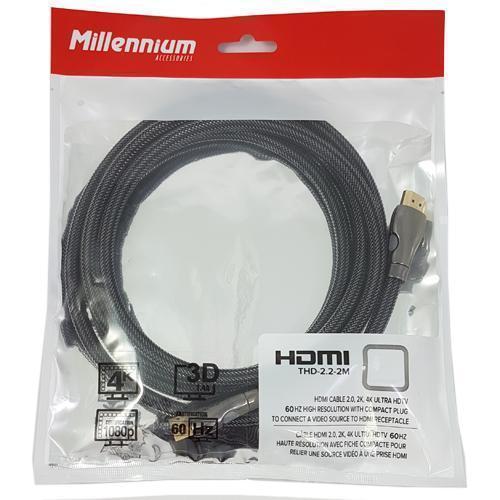 Millennium Câble HDMI Haute Vitesse PREMIUM 2.0 4Kx2k 60Hz 4096X2160 18Gbps 2 Mètres - Simple Boutique