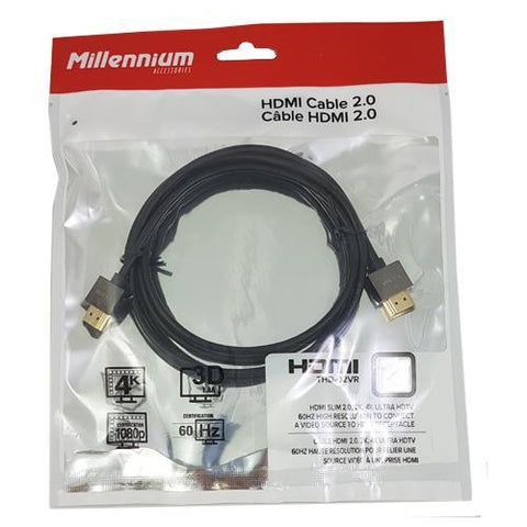 Millennium Câble HDMI Haute Vitesse Ultra-Mince 2.0 4Kx2k 60Hz 4096X2160 18Gbps 2 Mètres