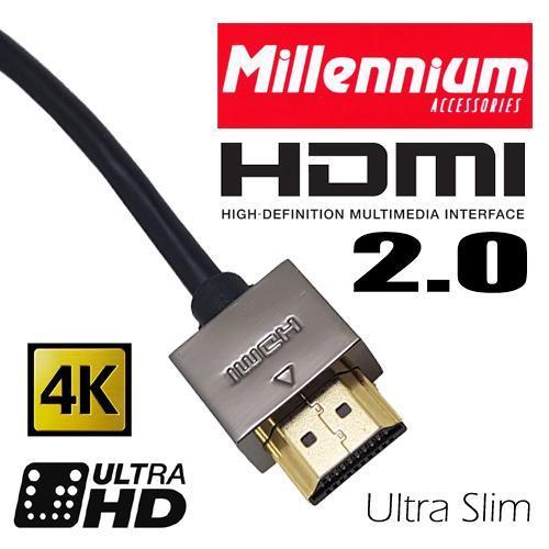 Millennium Câble HDMI Haute Vitesse Ultra-Mince 2.0 4Kx2k 60Hz 4096X2160 18Gbps 3 Mètres