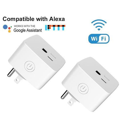 Mini Prises de Courrant Smart pour Google Home et Amazon Alexa Paquet de 2 Blanc