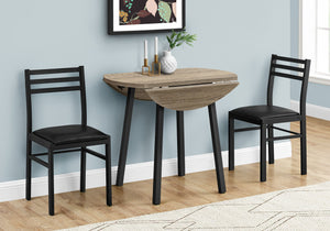 Monarch Specialties I 1003 Ensemble De Table À Manger, Ensemble 3pcs, Petit, Tablette Rabatante 35", Cuisine, Métal, Stratifié, Brun, Noir, Contemporain, Moderne - Simple Boutique
