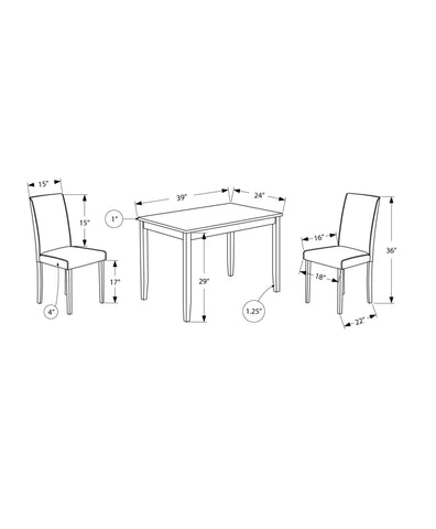 Monarch Specialties I 1016 Ensemble De Table À Manger, Ensemble 3pcs, Petit, 39