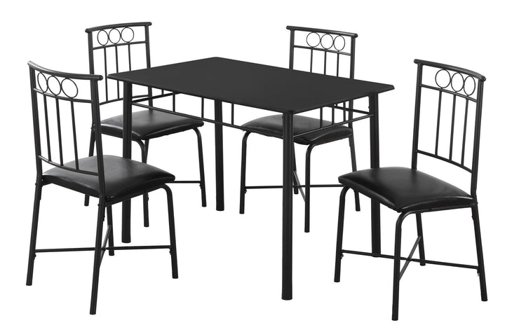 Monarch Specialties I 1018 Ensemble De Table À Manger, 5pcs Ensemble, Petit, 40" Rectangulaire, Cuisine, Métal, Stratifié, Noir, Contemporain, Moderne - Simple Boutique