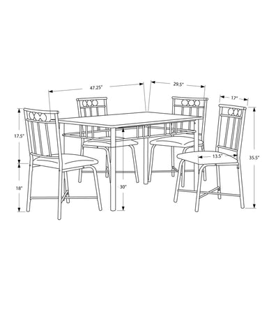 Monarch Specialties I 1029 Ensemble De Table À Manger, 5pcs Ensemble, Petit, 48