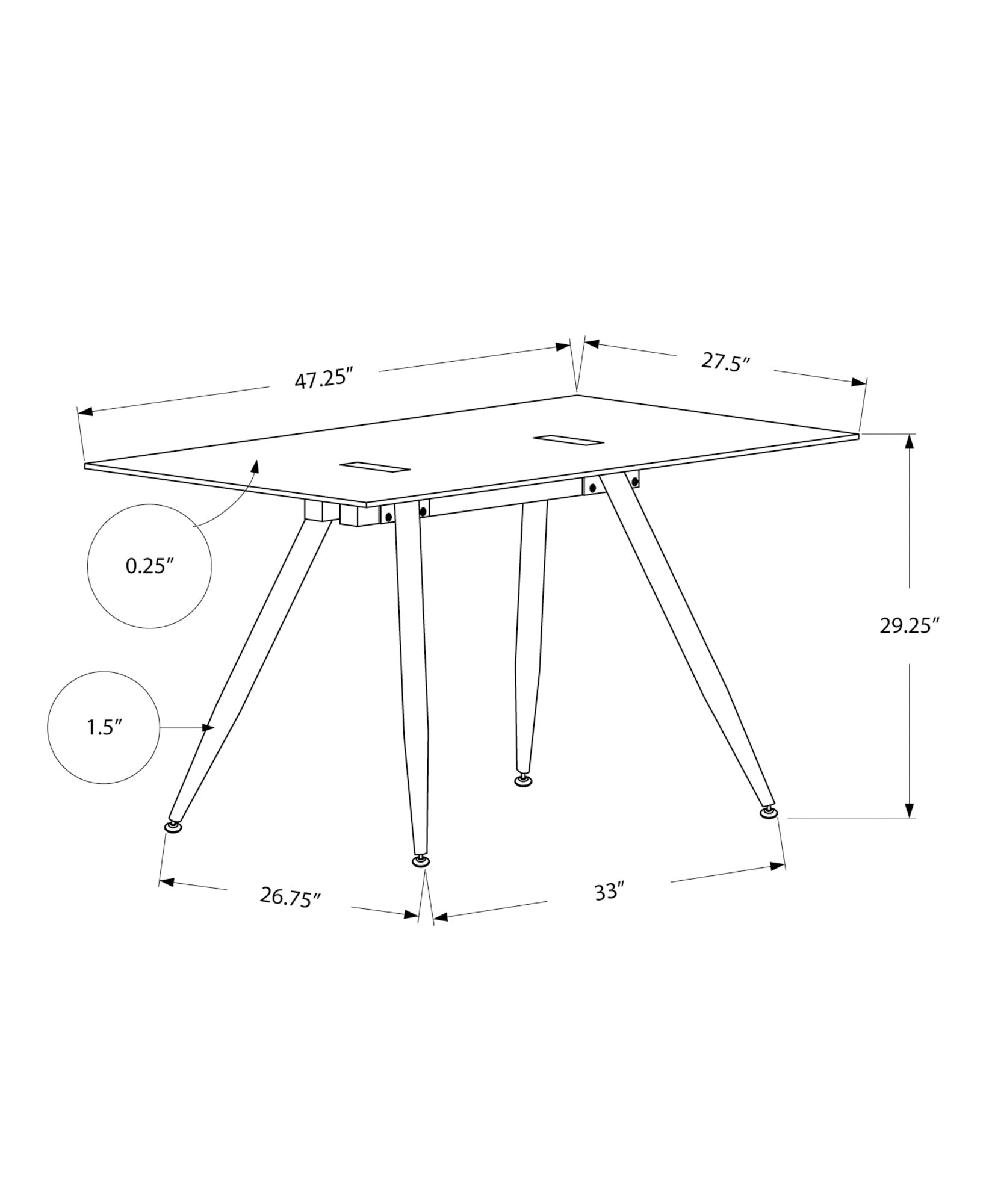Monarch Specialties I 1032 Bureau, Bureau À Domicile, Ordinateur Portable, 48"l, Travail, Métal, Verre Trempé, Blanc, Contemporain, Moderne - Simple Boutique