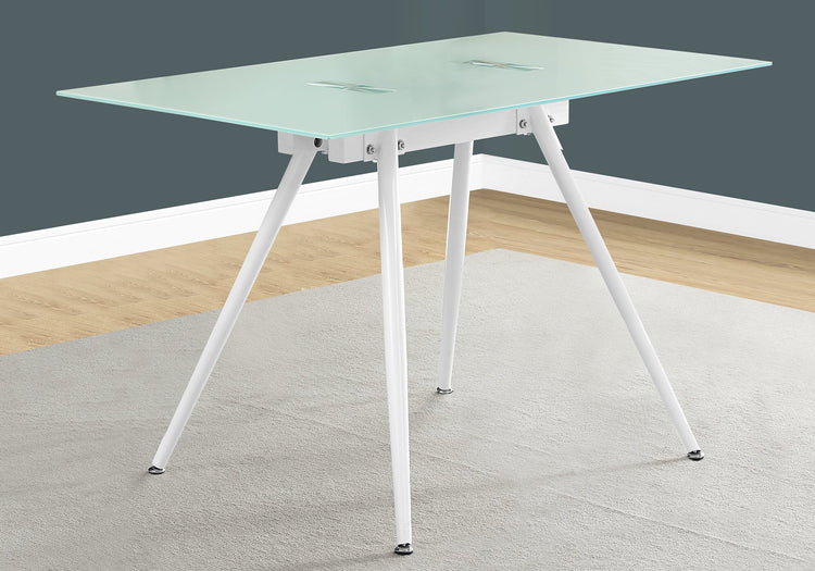 Monarch Specialties I 1032 Bureau, Bureau À Domicile, Ordinateur Portable, 48"l, Travail, Métal, Verre Trempé, Blanc, Contemporain, Moderne - Simple Boutique