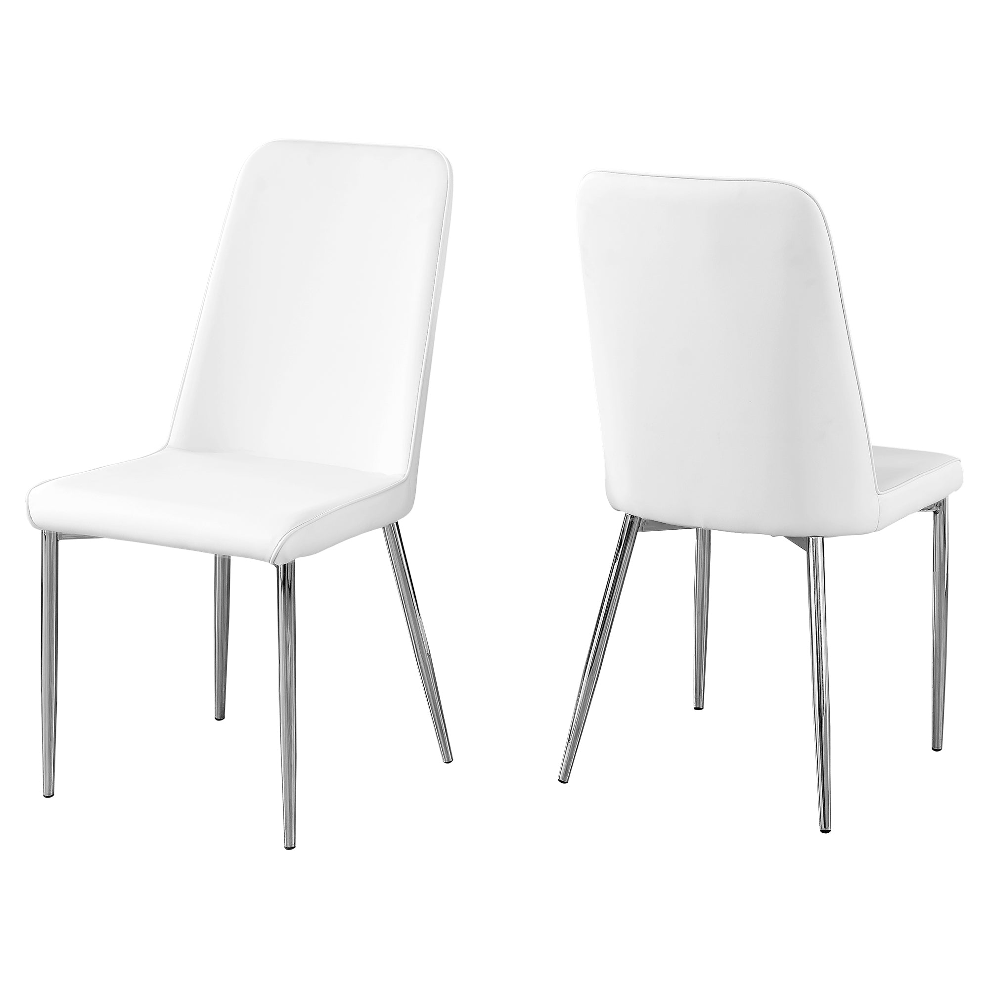 Monarch Specialties I 1033 Chaise, Lot De 2, Côté, Rembourré, Cuisine, Salle À Manger, Pu D'aspect Cuir, Métal, Blanc, Chrome, Contemporain, Moderne - Simple Boutique