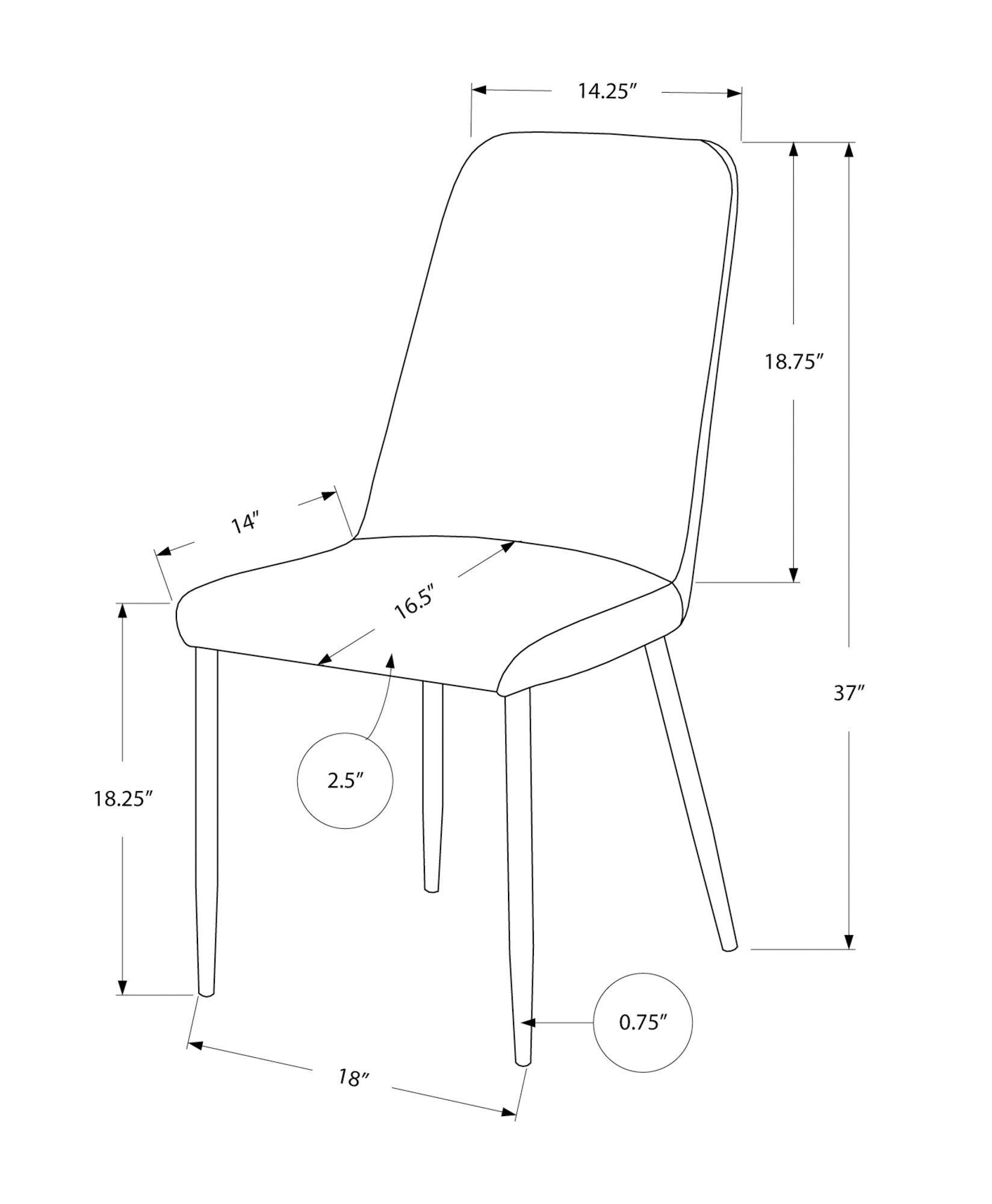 Monarch Specialties I 1033 Chaise, Lot De 2, Côté, Rembourré, Cuisine, Salle À Manger, Pu D'aspect Cuir, Métal, Blanc, Chrome, Contemporain, Moderne - Simple Boutique