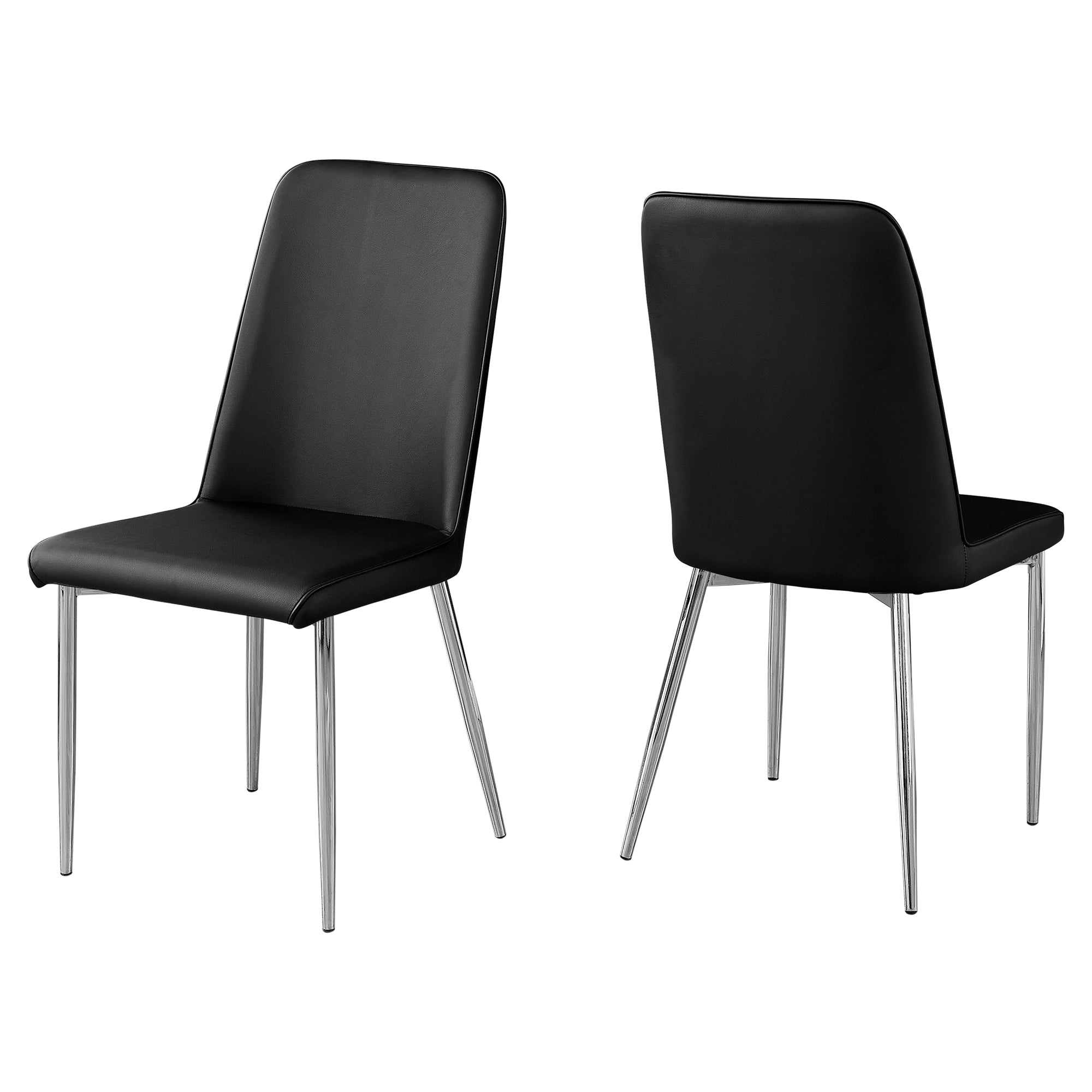 Monarch Specialties I 1034 Chaise, Lot De 2, Côté, Rembourré, Cuisine, Salle À Manger, Pu D'aspect Cuir, Métal, Noir, Chrome, Contemporain, Moderne - Simple Boutique