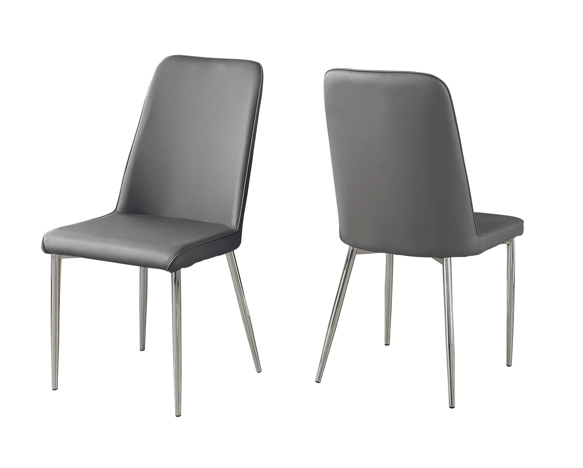 Monarch Specialties I 1035 Chaise, Lot De 2, Côté, Rembourré, Cuisine, Salle À Manger, Pu D'aspect Cuir, Métal, Gris, Chrome, Contemporain, Moderne - Simple Boutique