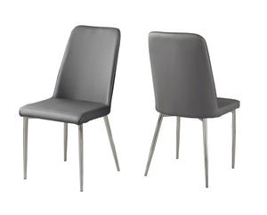 Monarch Specialties I 1035 Chaise, Lot De 2, Côté, Rembourré, Cuisine, Salle À Manger, Pu D'aspect Cuir, Métal, Gris, Chrome, Contemporain, Moderne - Simple Boutique