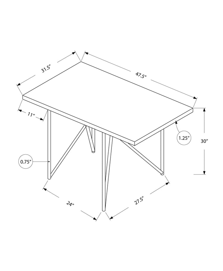 Monarch Specialties I 1039 Table A Manger, 48" Rectangulaire, Petit, Cuisine, Salle À Manger, Métal, Stratifié, Brun, Chrome, Contemporain, Moderne - Simple Boutique