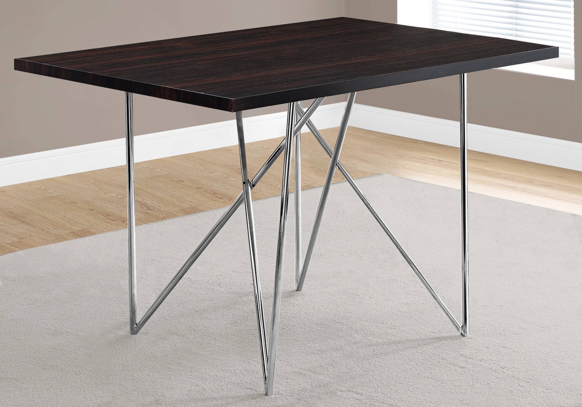 Monarch Specialties I 1039 Table A Manger, 48" Rectangulaire, Petit, Cuisine, Salle À Manger, Métal, Stratifié, Brun, Chrome, Contemporain, Moderne - Simple Boutique