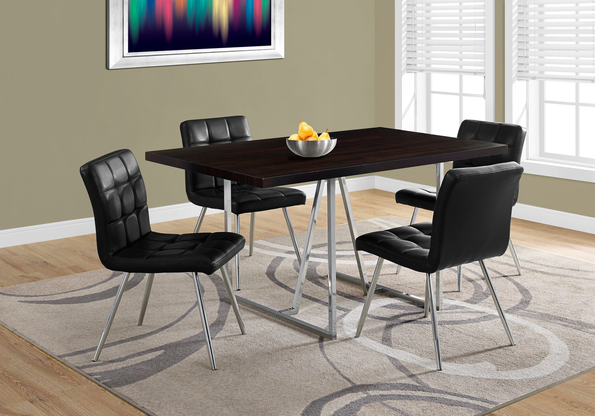 Monarch Specialties I 1064 Table A Manger, 60" Rectangulaire, Cuisine, Salle À Manger, Métal, Stratifié, Brun, Chrome, Contemporain, Moderne - Simple Boutique