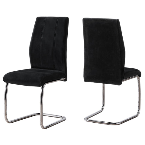 Monarch Specialties I 1067 Chaise, Lot De 2, Côté, Rembourré, Cuisine, Salle À Manger, Velours, Métal, Noir, Chrome, Contemporain, Moderne