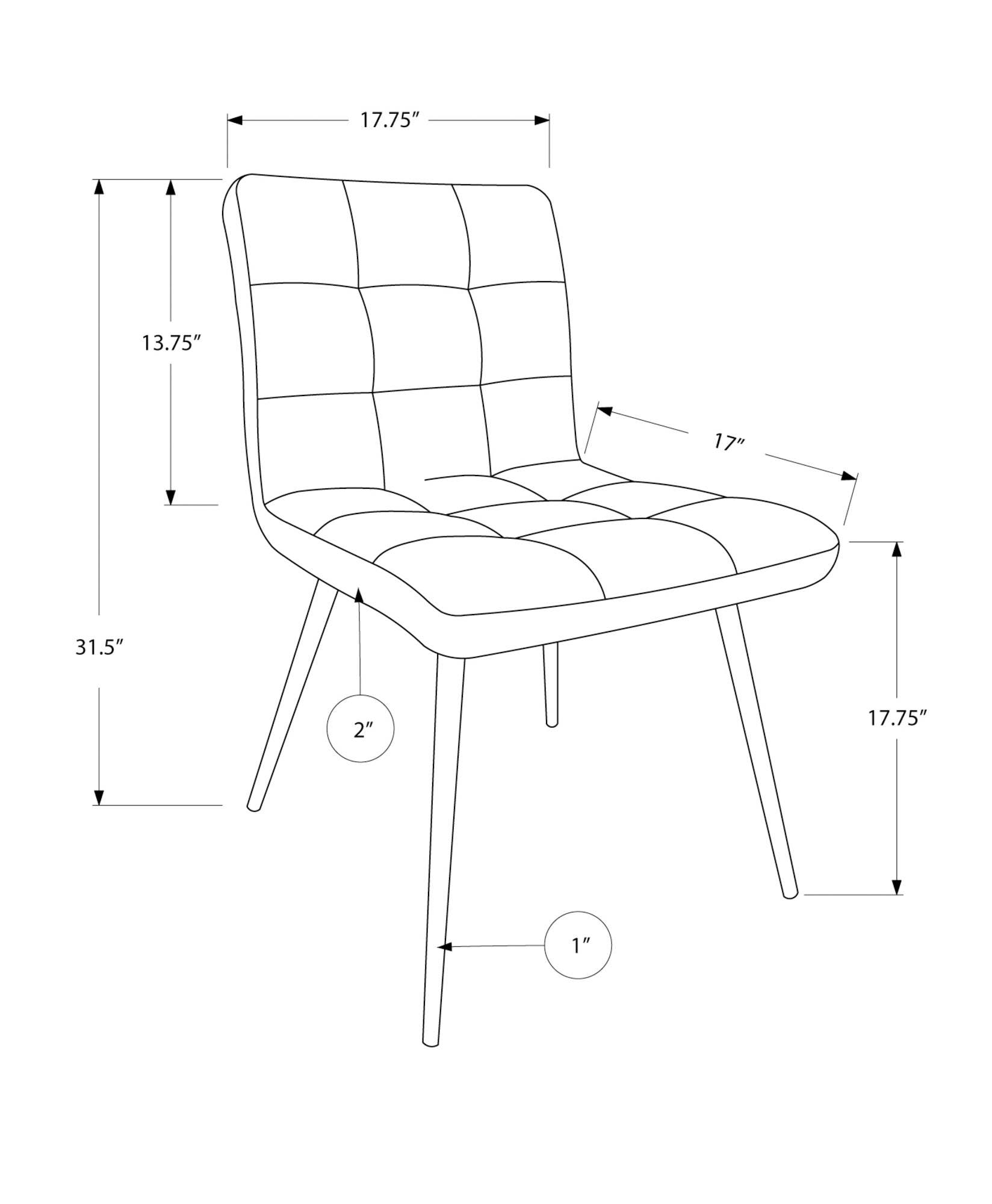 Monarch Specialties I 1071 Chaise, Lot De 2, Côté, Rembourré, Cuisine, Salle À Manger, Pu D'aspect Cuir, Métal, Blanc, Chrome, Contemporain, Moderne - Simple Boutique