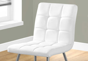 Monarch Specialties I 1071 Chaise, Lot De 2, Côté, Rembourré, Cuisine, Salle À Manger, Pu D'aspect Cuir, Métal, Blanc, Chrome, Contemporain, Moderne - Simple Boutique