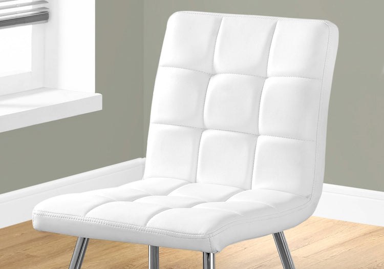 Monarch Specialties I 1071 Chaise, Lot De 2, Côté, Rembourré, Cuisine, Salle À Manger, Pu D'aspect Cuir, Métal, Blanc, Chrome, Contemporain, Moderne - Simple Boutique
