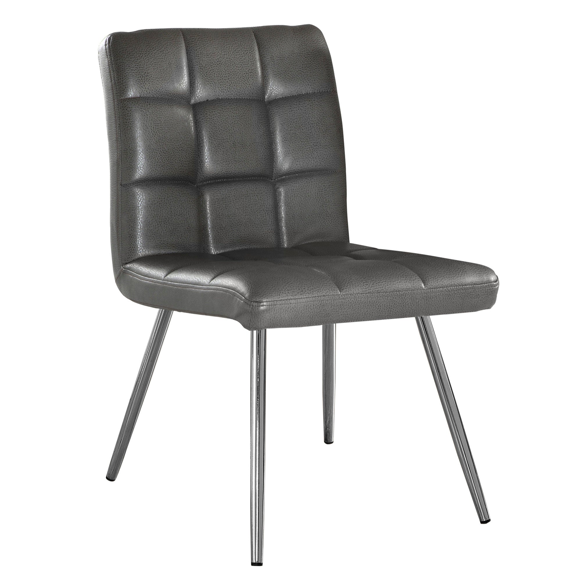 Monarch Specialties I 1072 Chaise, Lot De 2, Côté, Rembourré, Cuisine, Salle À Manger, Pu D'aspect Cuir, Métal, Gris, Chrome, Contemporain, Moderne - Simple Boutique