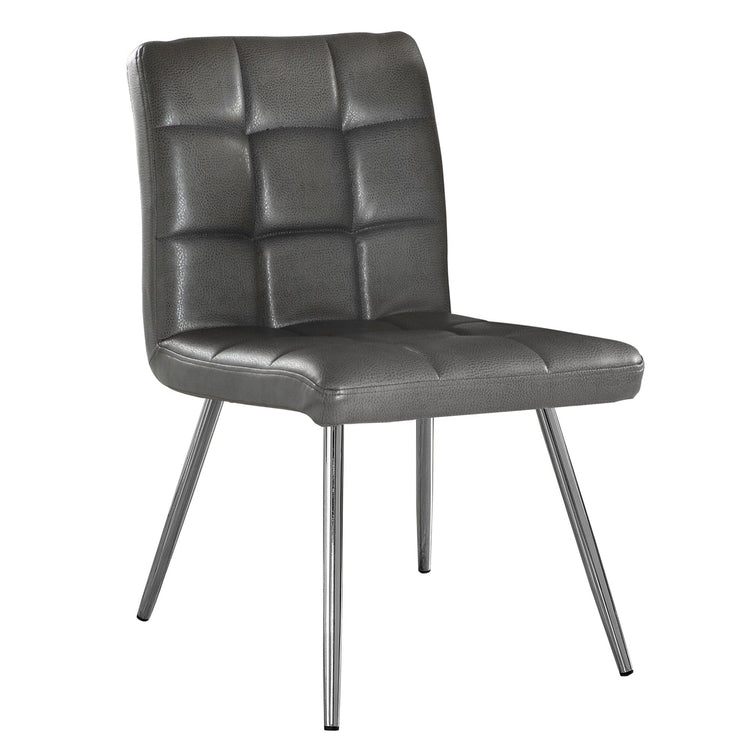 Monarch Specialties I 1072 Chaise, Lot De 2, Côté, Rembourré, Cuisine, Salle À Manger, Pu D'aspect Cuir, Métal, Gris, Chrome, Contemporain, Moderne - Simple Boutique