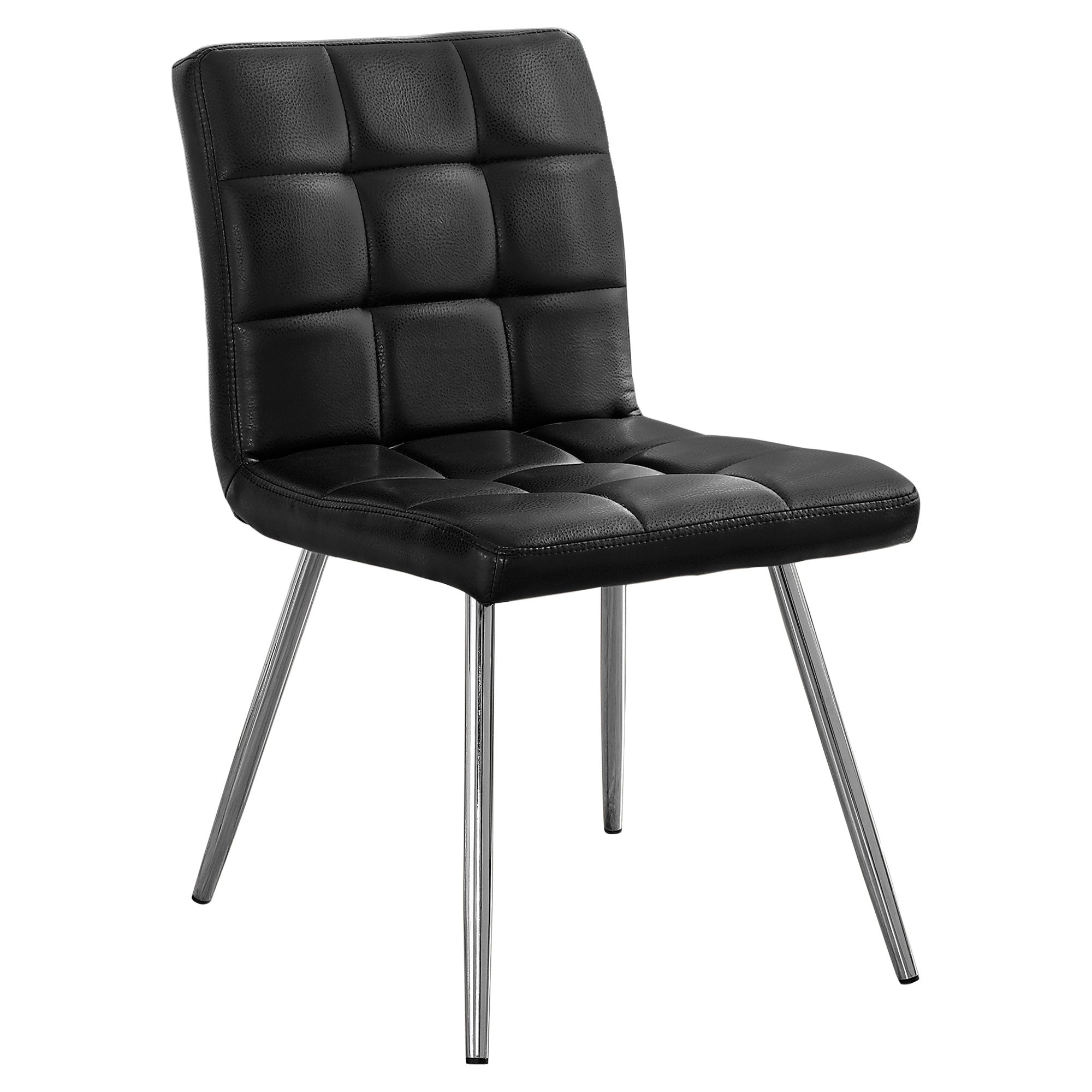 Monarch Specialties I 1073 Chaise, Lot De 2, Côté, Rembourré, Cuisine, Salle À Manger, Pu D'aspect Cuir, Métal, Noir, Chrome, Contemporain, Moderne - Simple Boutique