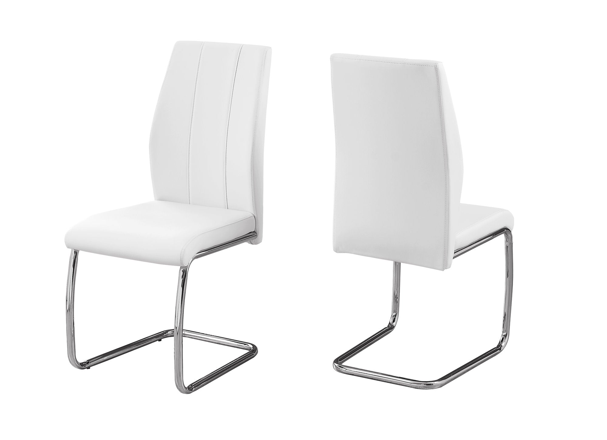 Monarch Specialties I 1075 Chaise, Lot De 2, Côté, Rembourré, Cuisine, Salle À Manger, Pu D'aspect Cuir, Métal, Blanc, Chrome, Contemporain, Moderne - Simple Boutique