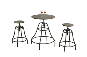 Monarch Specialties I 1085 Ensemble De Table À Manger, Ensemble 3pcs, Petit, 28" Rond, Hauteur Du Bar, Cuisine, Bar, Métal, Stratifié, Brun, Transitionnel - Simple Boutique