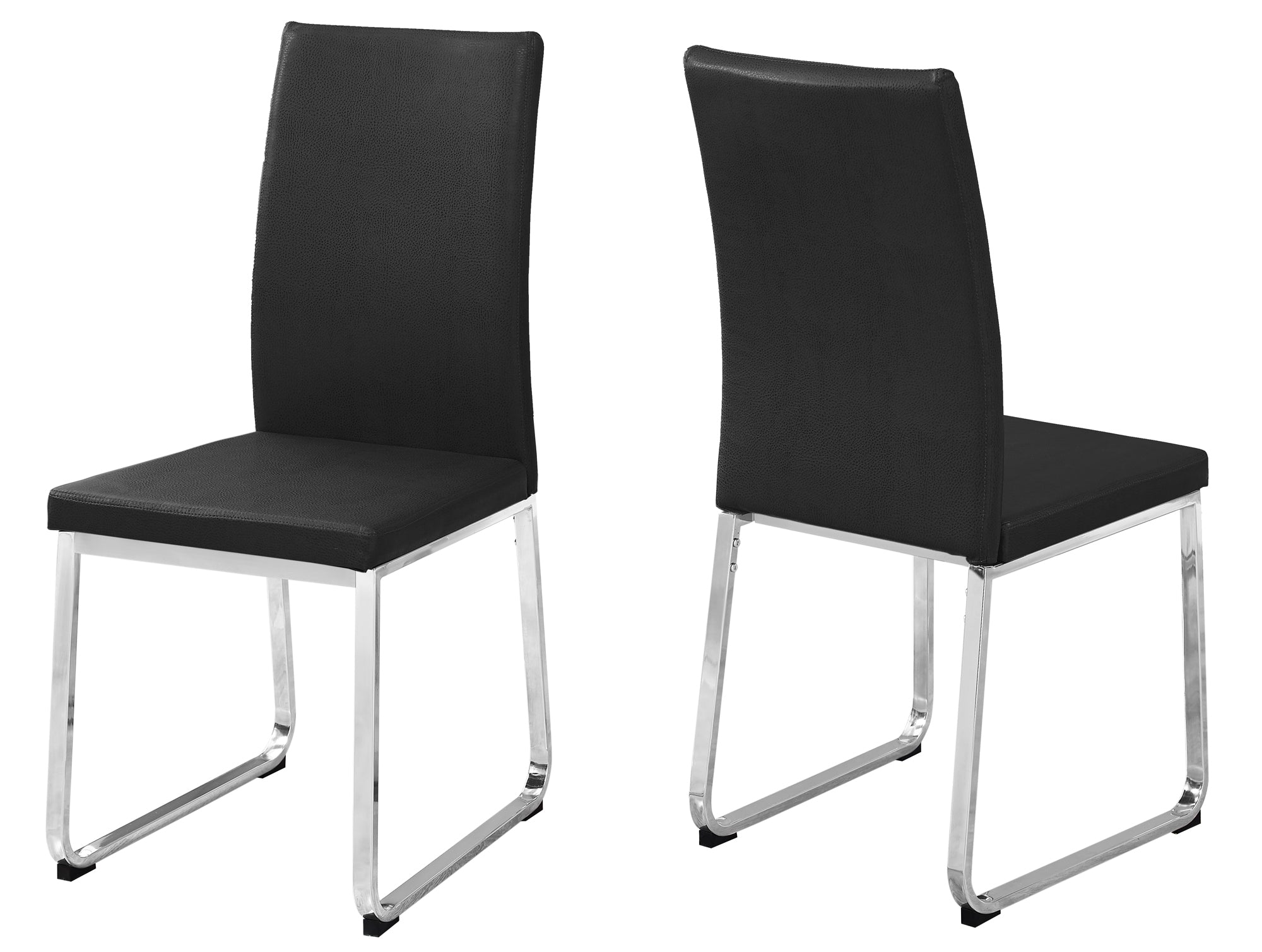 Monarch Specialties I 1092 Chaise, Lot De 2, Côté, Rembourré, Cuisine, Salle À Manger, Pu D'aspect Cuir, Métal, Noir, Chrome, Contemporain, Moderne - Simple Boutique
