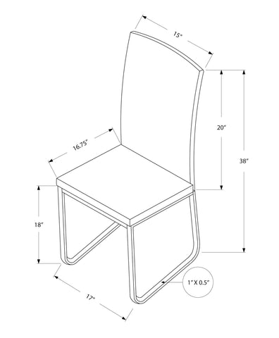 Monarch Specialties I 1092 Chaise, Lot De 2, Côté, Rembourré, Cuisine, Salle À Manger, Pu D'aspect Cuir, Métal, Noir, Chrome, Contemporain, Moderne