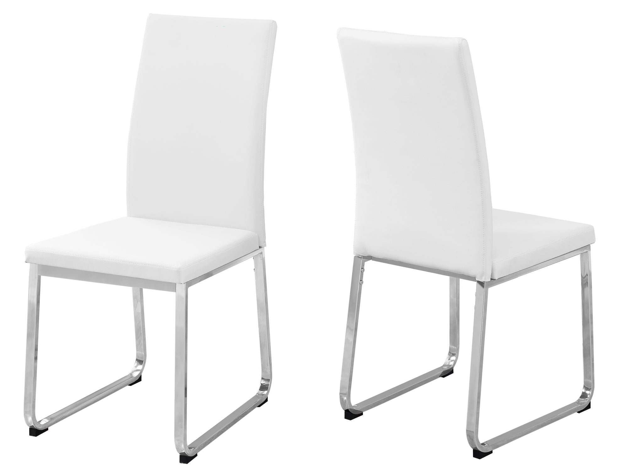 Monarch Specialties I 1093 Chaise, Lot De 2, Côté, Rembourré, Cuisine, Salle À Manger, Pu D'aspect Cuir, Métal, Blanc, Chrome, Contemporain, Moderne - Simple Boutique